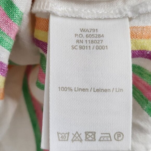 Boden Womens Katie Top 4‎ Striped Linen Back Button Up Blouse Resortwear - Picture 6 of 13